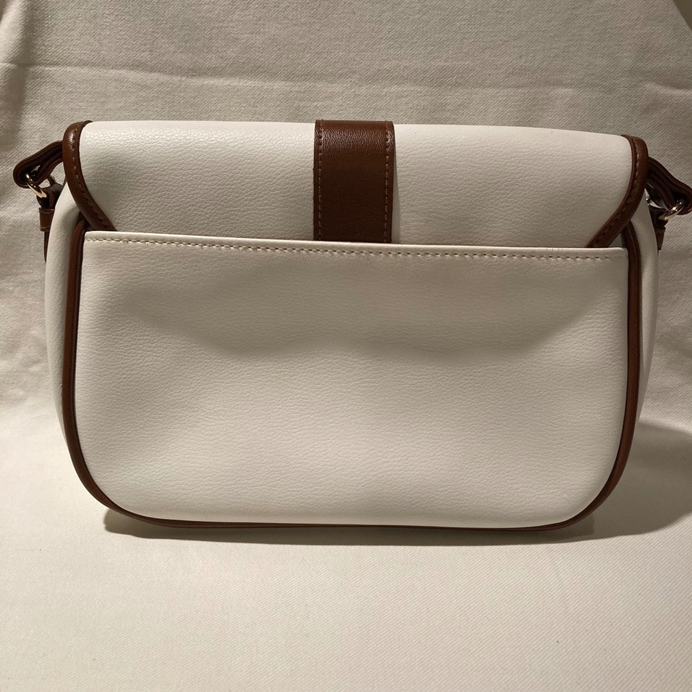 Vintage Liz Claiborne white shoulder bag with brown leather trim - Picture 3 of 10